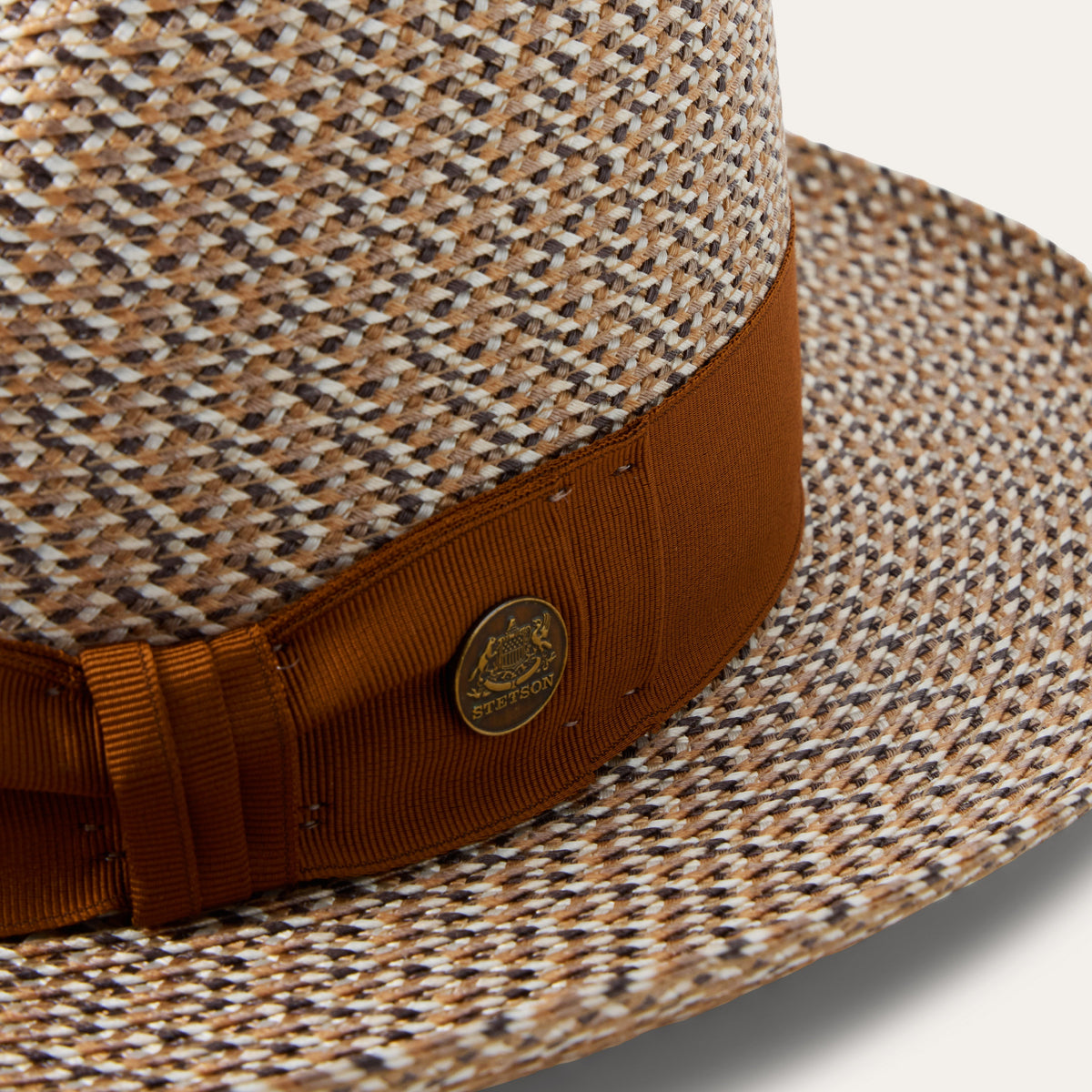 Emin Straw Fedora Brown Mix - Stetson