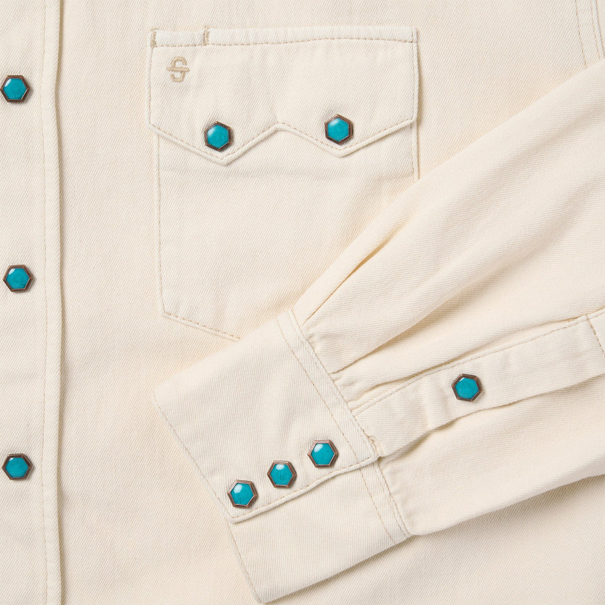 Turquoise Snap Western Denim Shirt Cream - Stetson