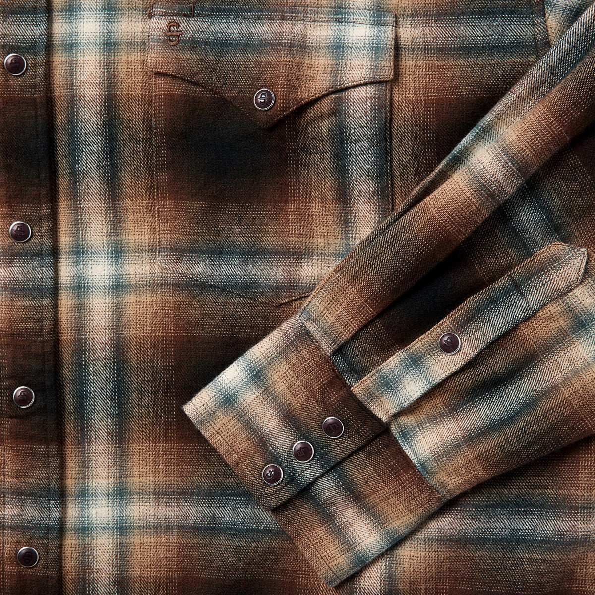 Ombre Plaid Western Shirt Dark Brown - Stetson