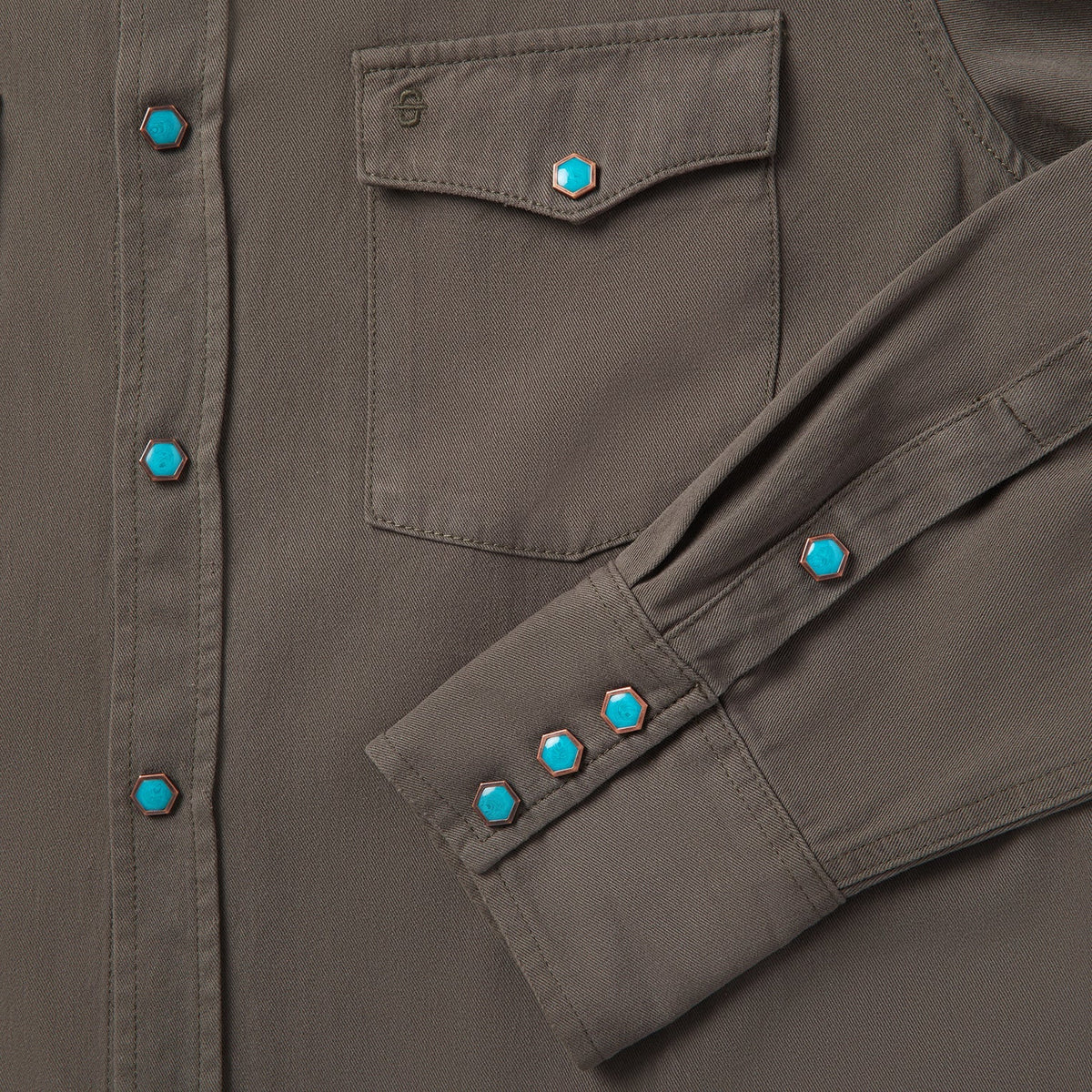 Turquoise Snap Twill Western Shirt Green - Stetson