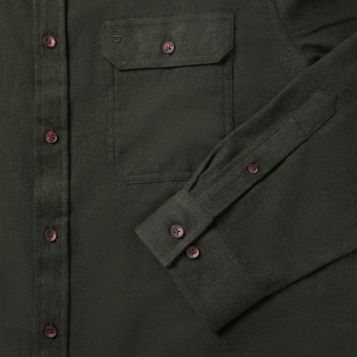 Brushed Heathered Flannel Shirt Green - Stetson