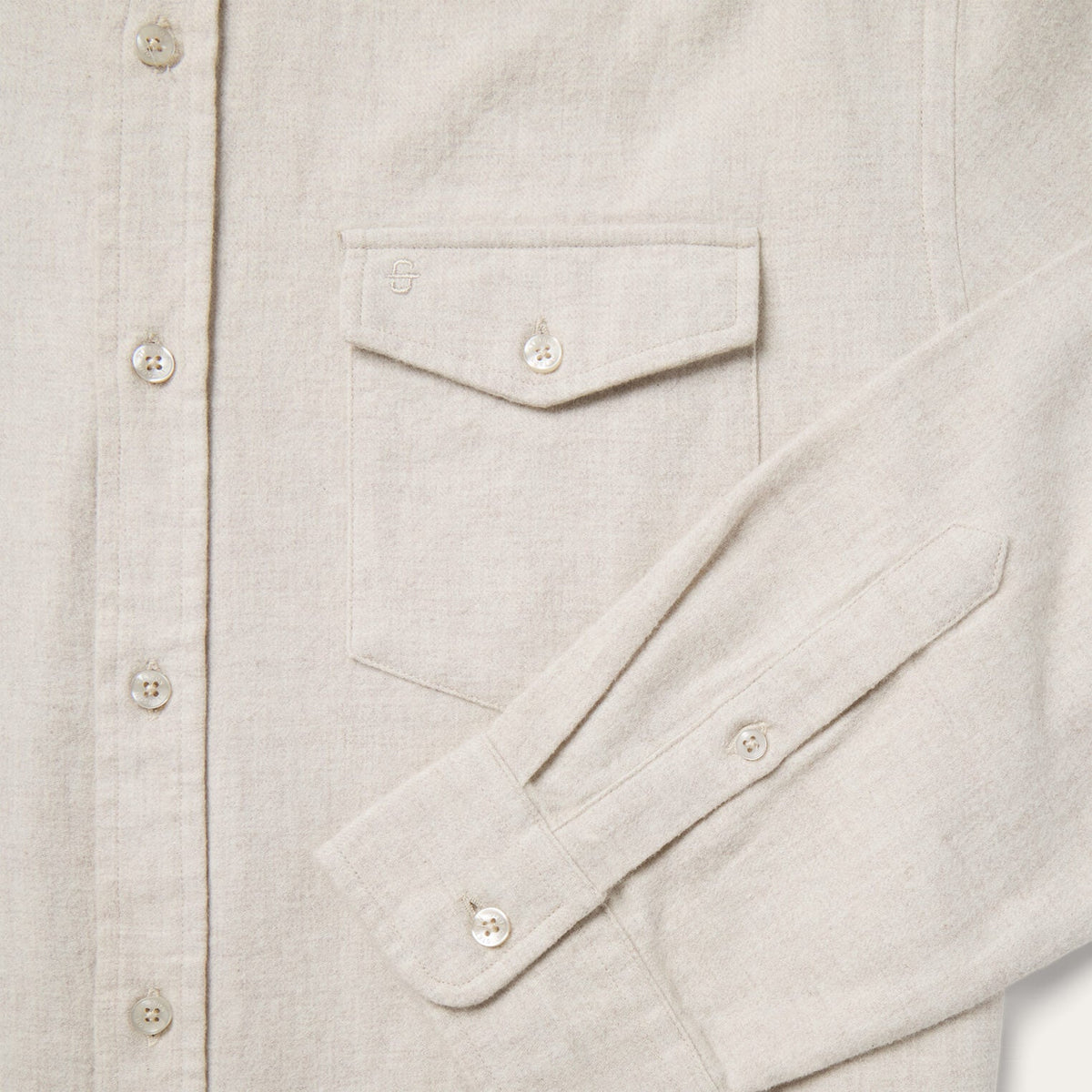 Heathered Flannel Button-Down Shirt White - Stetson