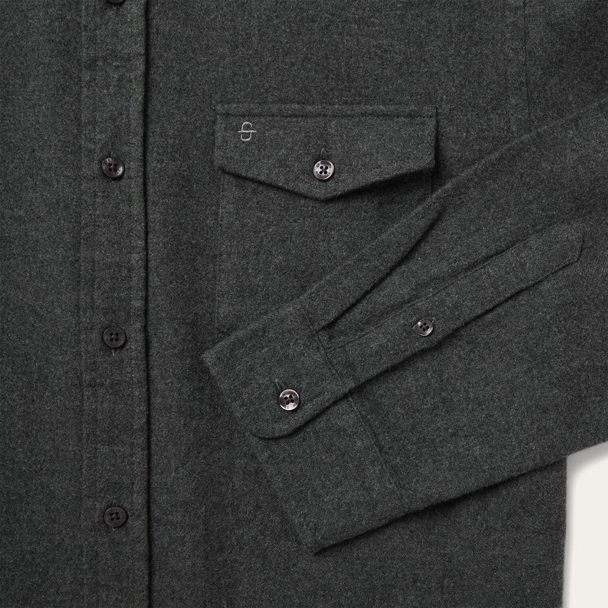 Heathered Flannel Button-Down Shirt Grey - Stetson