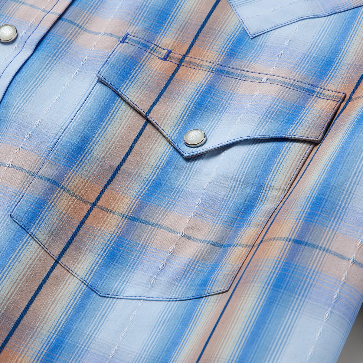 Sunrise Plaid Short-Sleeve Western Shirt Blue - Stetson