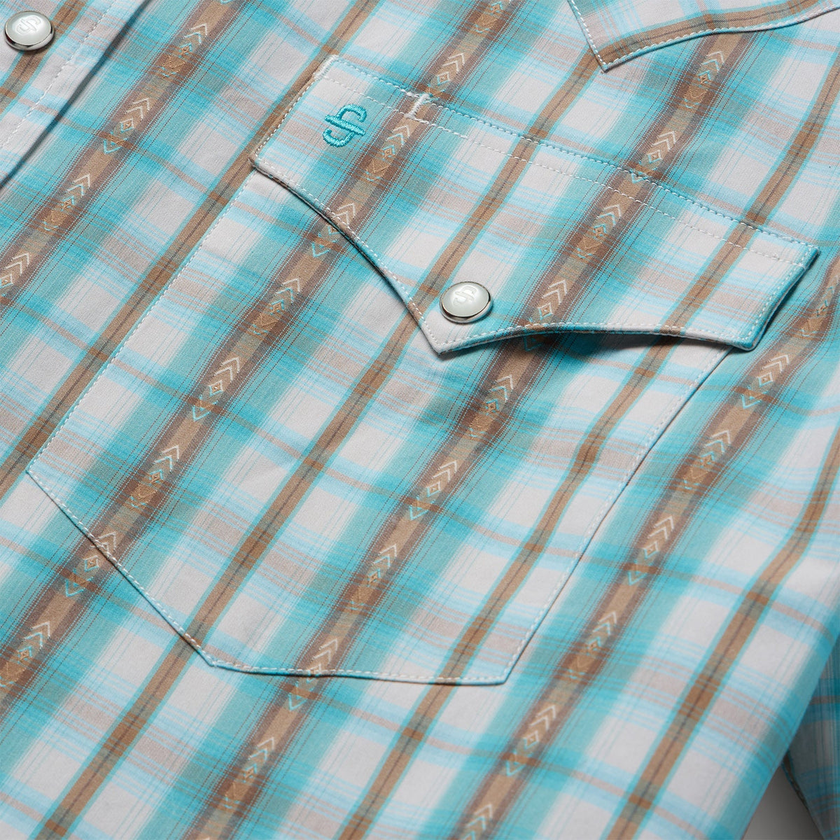 Turquoise Plaid Short-Sleeve Western Shirt Green - Stetson