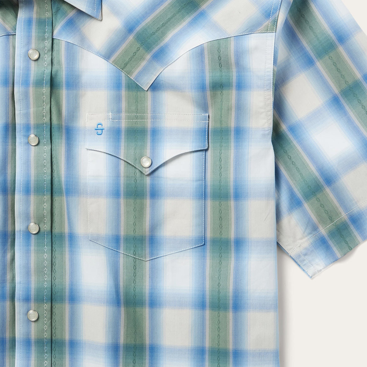 Moss Plaid Short-Sleeve Western Shirt Blue - Stetson