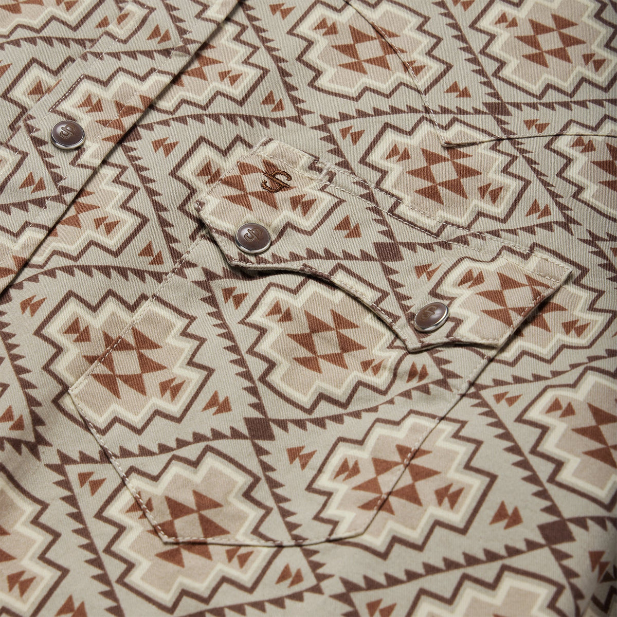 Brown Aztec Poplin Western Shirt Brown - Stetson