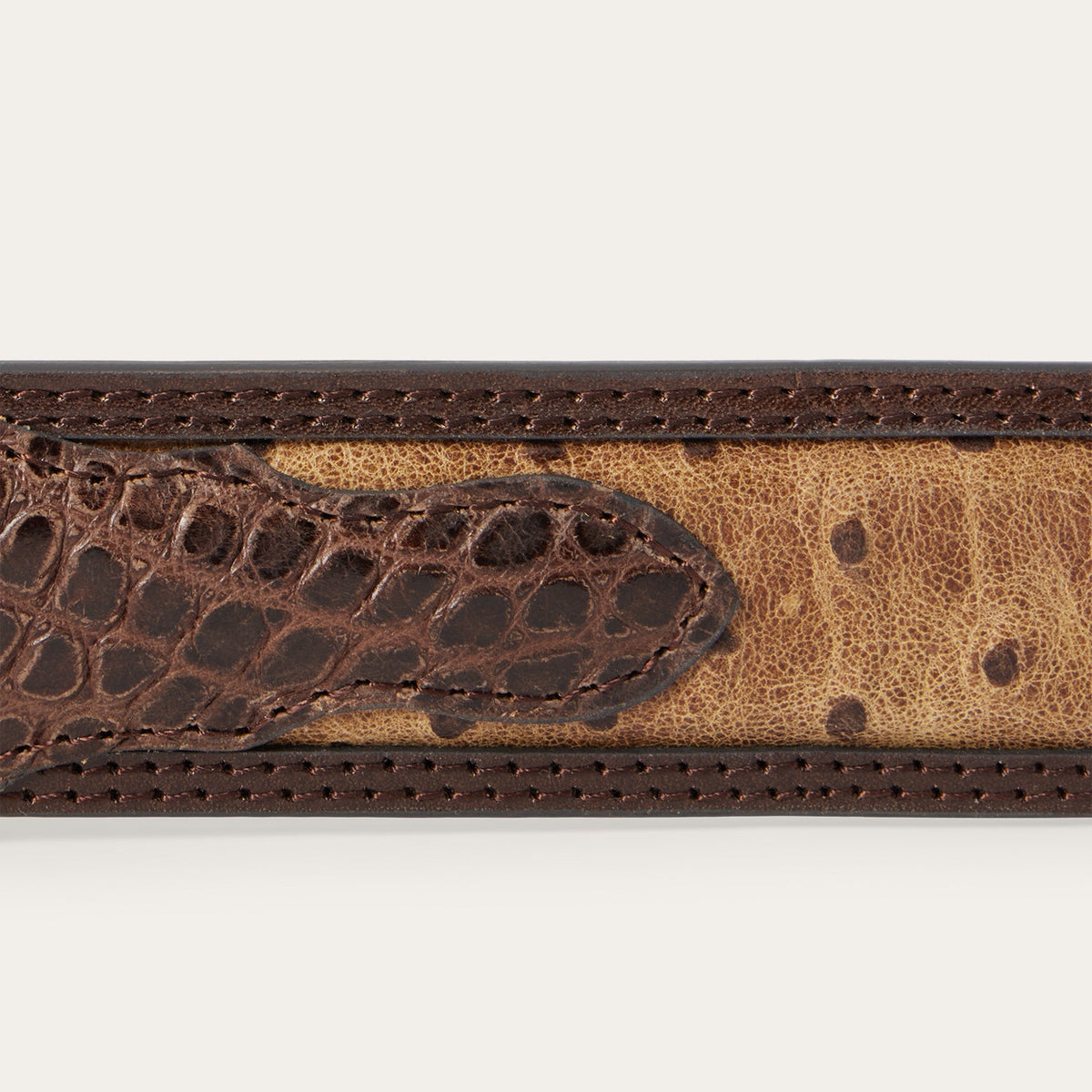 Ostrich Print Croco Embossed Western Tabs Belt Cognac/California Nut - Stetson