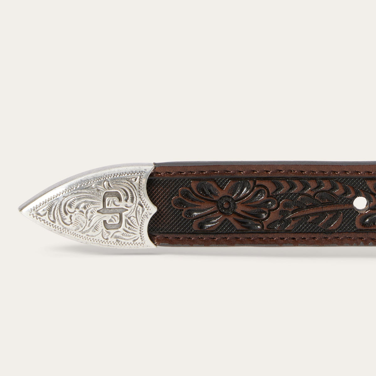 Croco Print Tooled Tapered Belt Brown/Cognac - Stetson