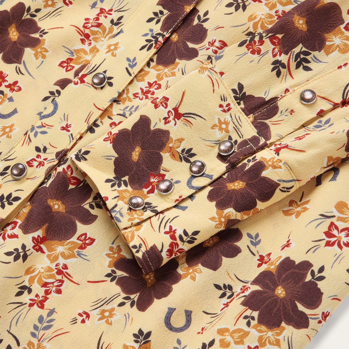 Vintage Floral Print Western Shirt Yellow - Stetson