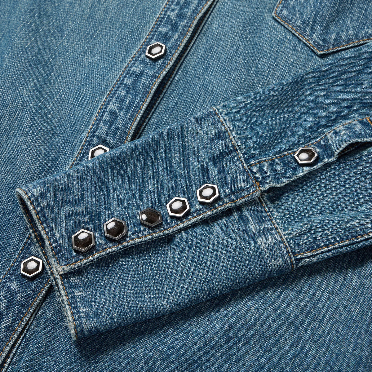 Chocolate Snap Western Denim Shirt Blue - Stetson