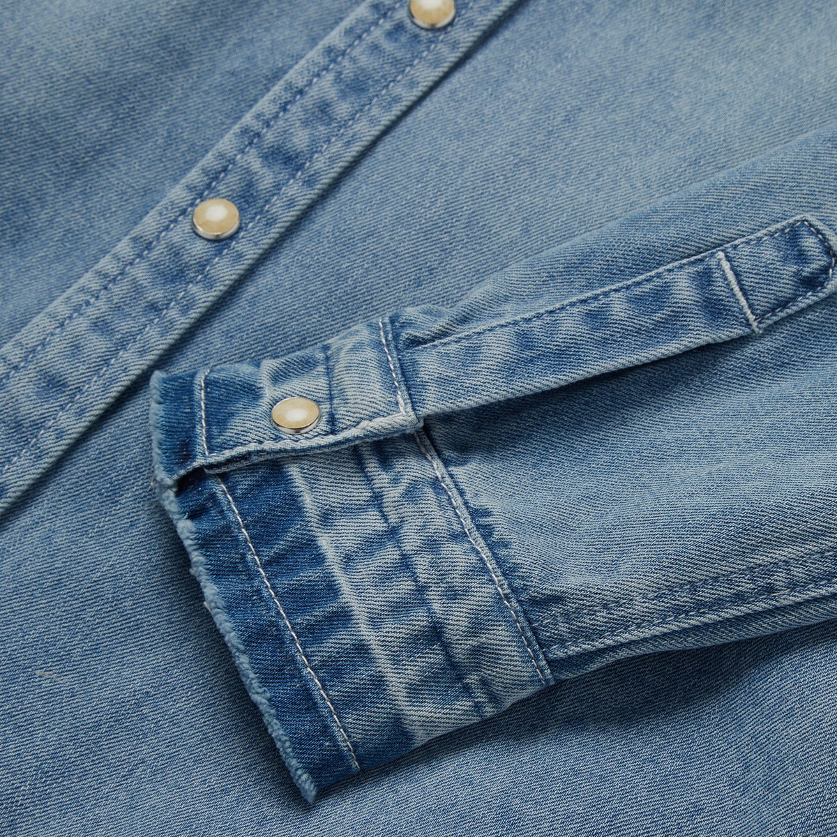 Loose Fit Denim Snap-Front Shirt Blue - Stetson