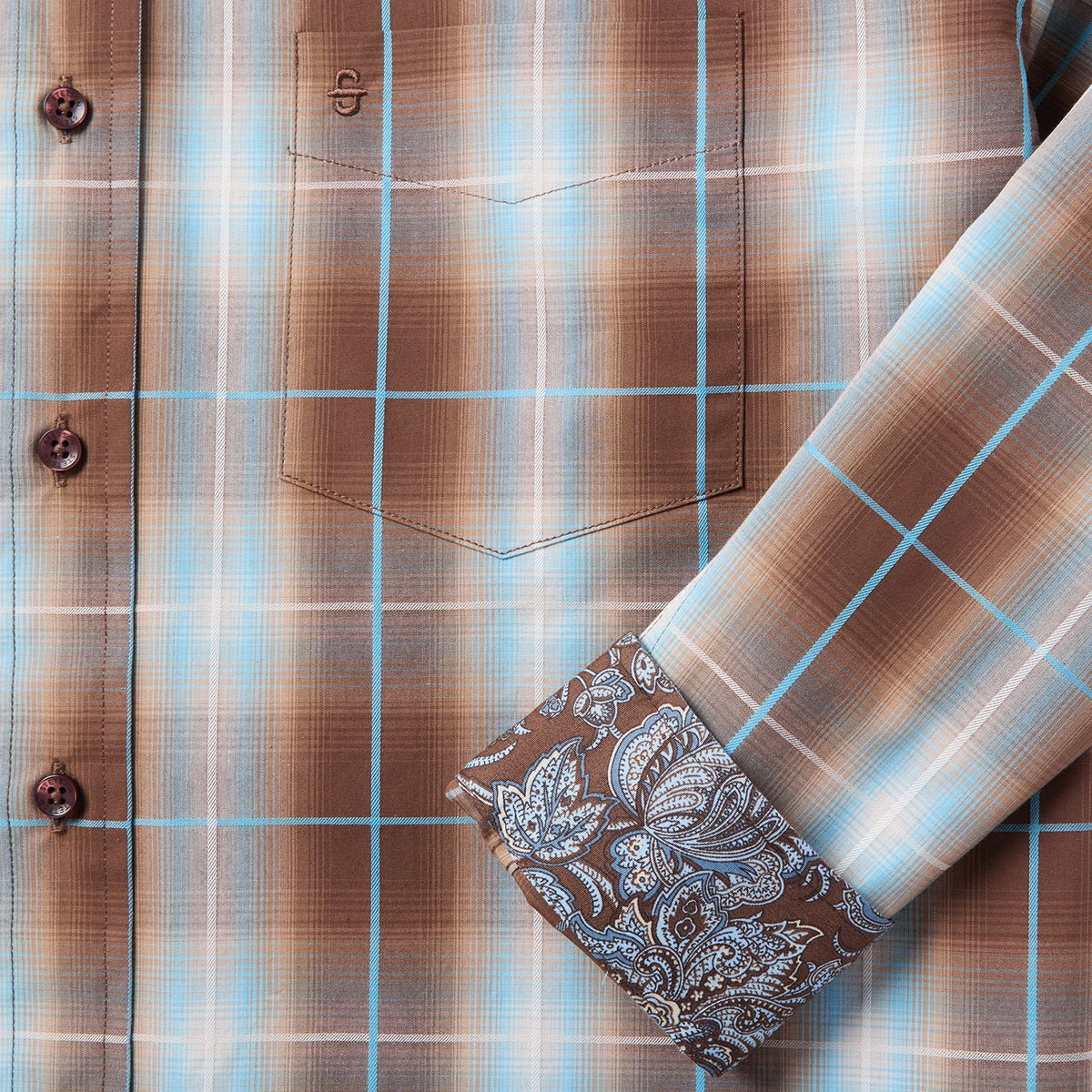 Ombre Plaid Western Shirt Brown - Stetson