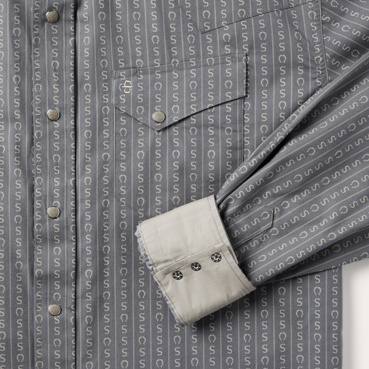 Horseshoe Stripe Print Shirt Grey - Stetson