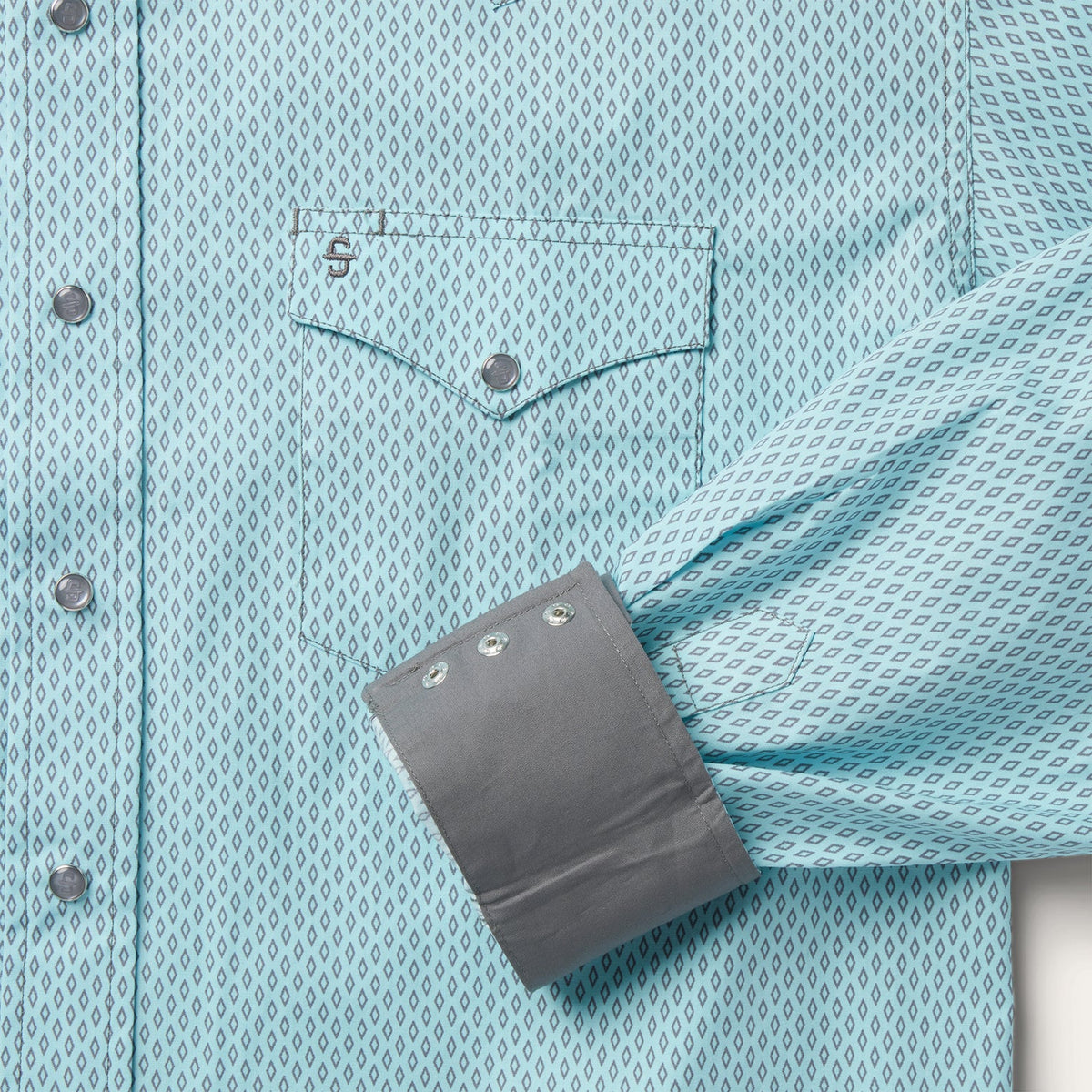 Silver Diamond Neat Print Western Shirt Blue - Stetson