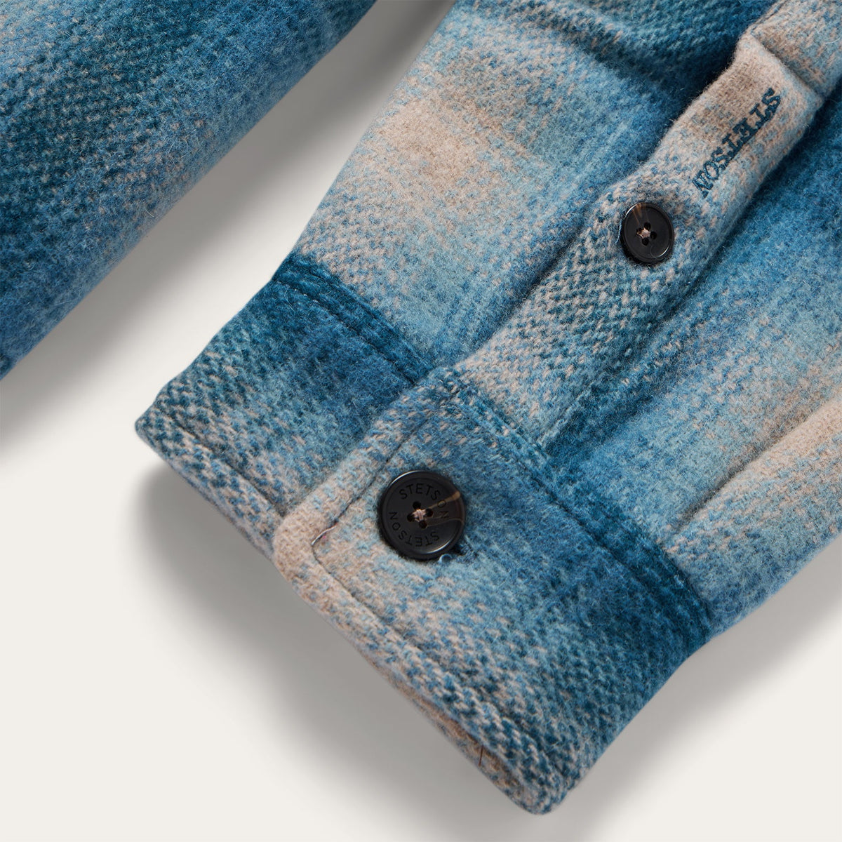 Wool Plaid Shirt Jacket Blue - Stetson