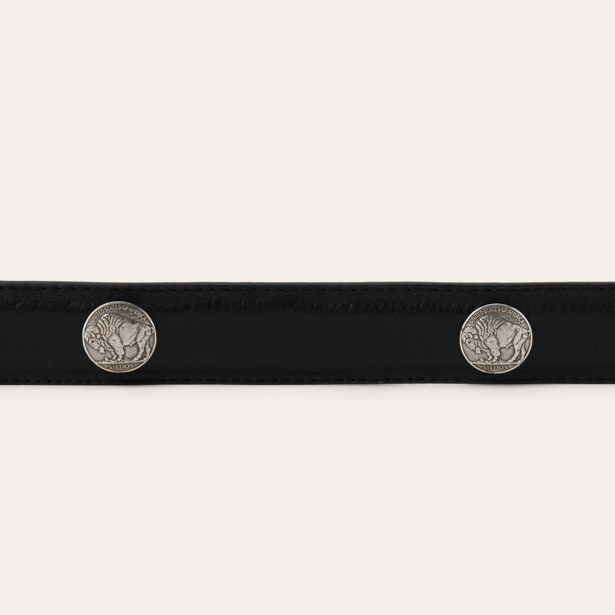 Bison Leather Concho Belt Black - Stetson