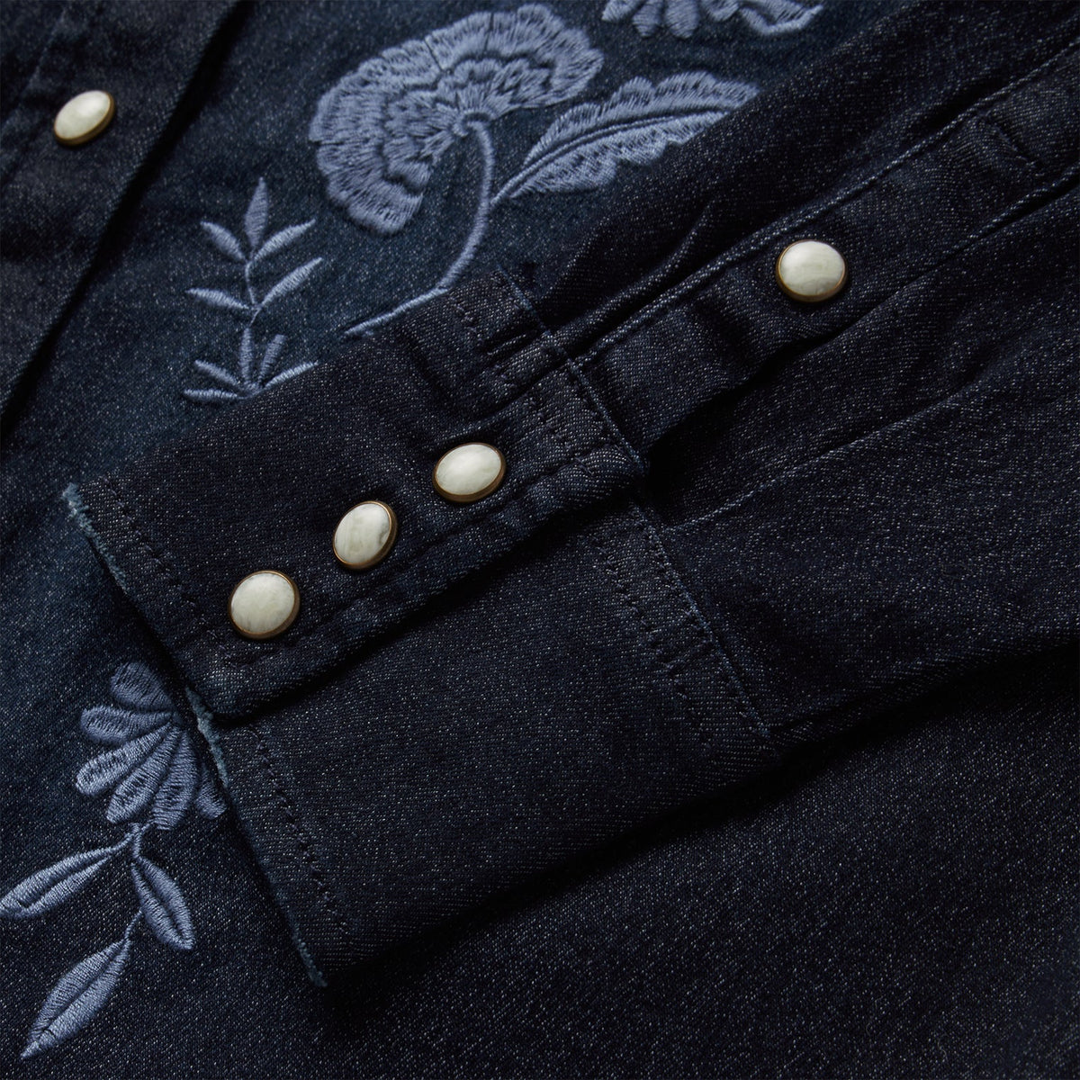 Embroidered Dark Denim Snap Front Shirt Blue - Stetson
