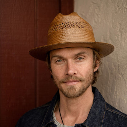 Open Road Vented Straw Cowboy Hat Cognac - Stetson