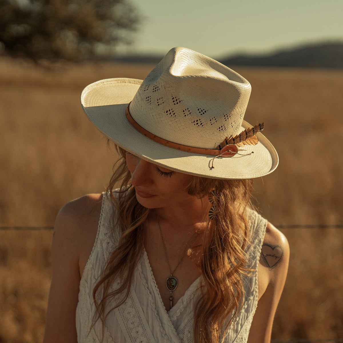 Andromeda Vented Straw Fedora Natural - Stetson