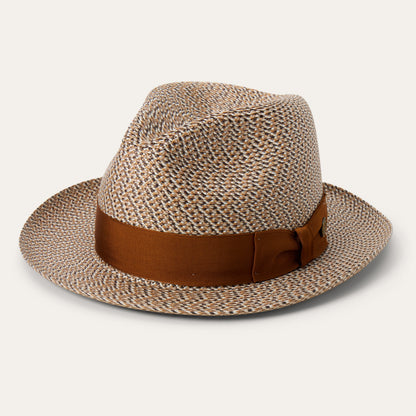 Emin Straw Fedora Brown Mix - Stetson