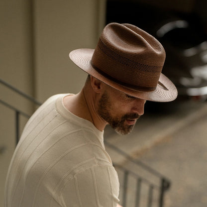 Open Road Vented Straw Cowboy Hat Chocolate - Stetson