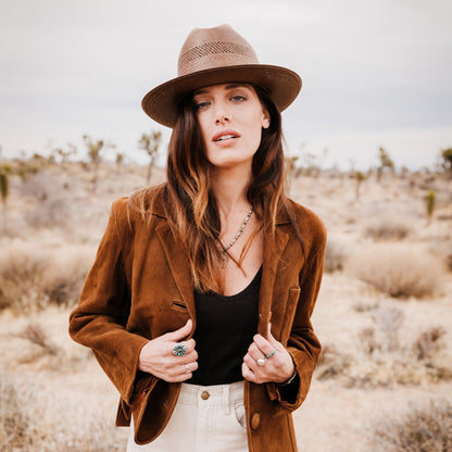 Open Road Vented Straw Cowboy Hat Chocolate - Stetson