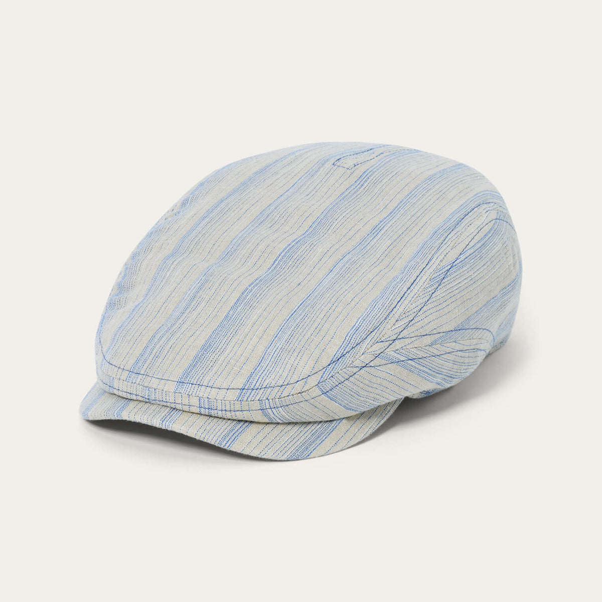 Linen Stripe Driver Cap Beige Blue Stripe - Stetson