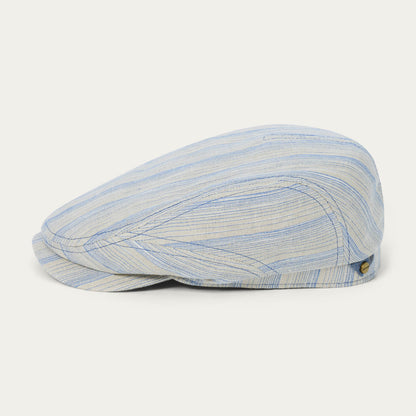 Linen Stripe Driver Cap Beige Blue Stripe - Stetson