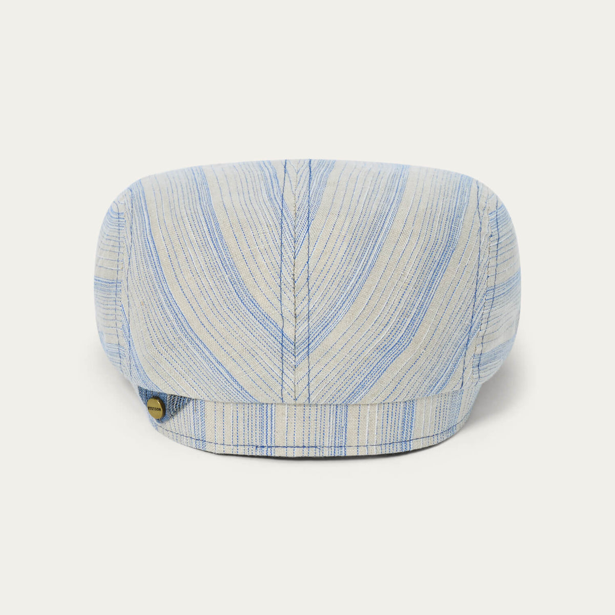 Linen Stripe Driver Cap Beige Blue Stripe - Stetson