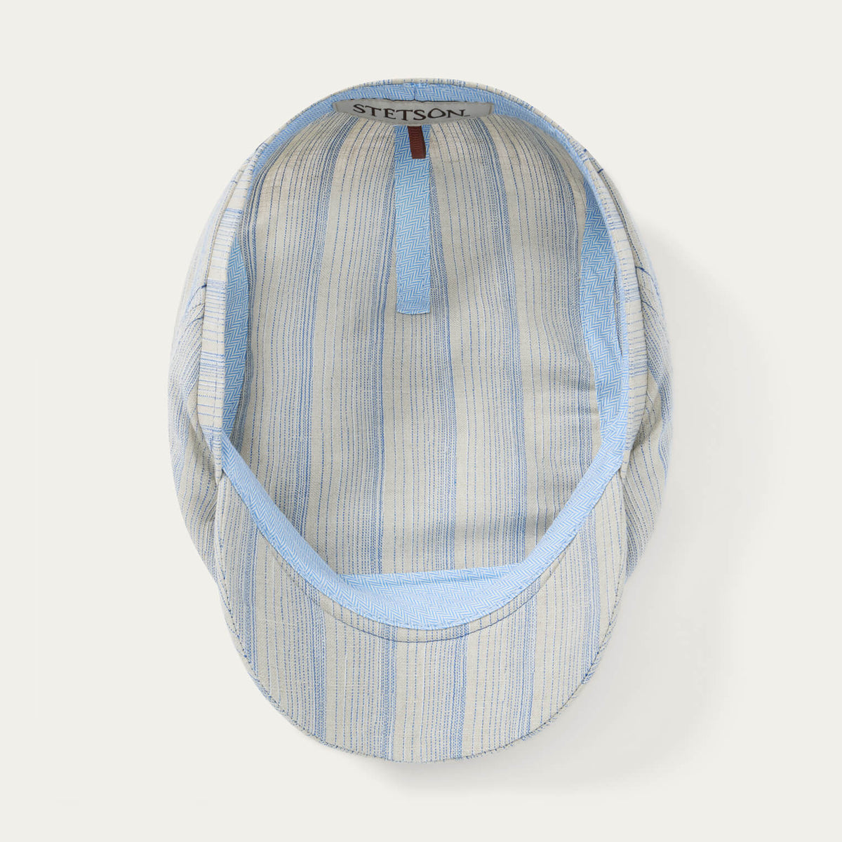 Linen Stripe Driver Cap Beige Blue Stripe - Stetson