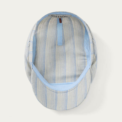 Linen Stripe Driver Cap Beige Blue Stripe - Stetson