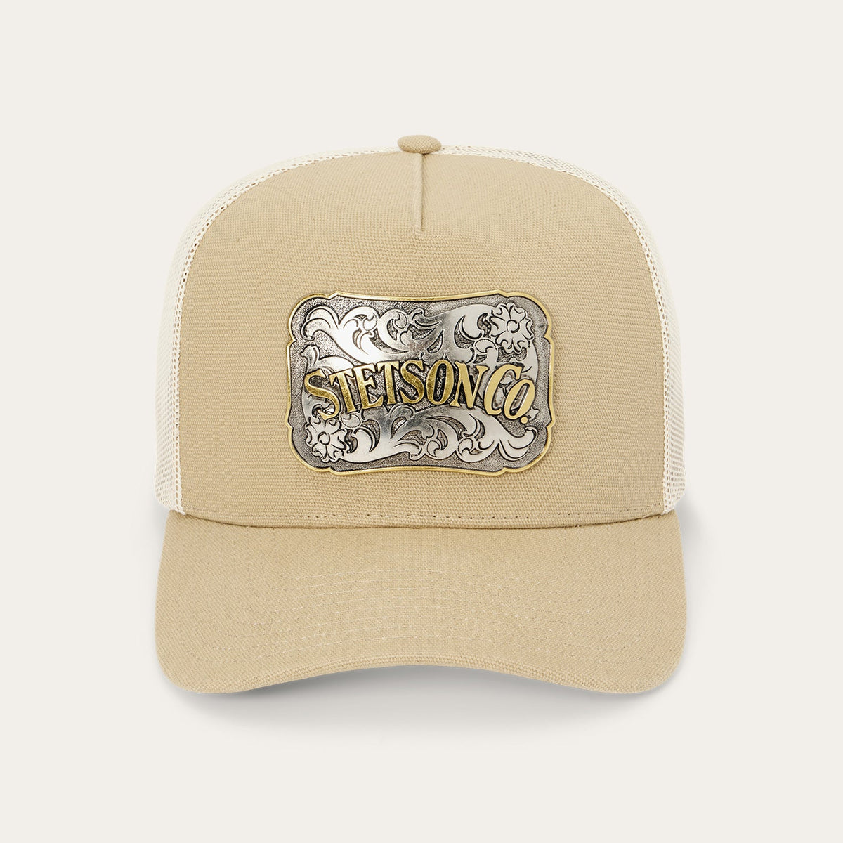 Canvas Plaque Trucker Hat Tan - Stetson