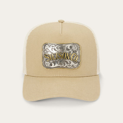 Canvas Plaque Trucker Hat Tan - Stetson