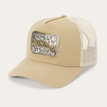 Canvas Plaque Trucker Hat Tan - Stetson