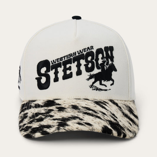 Cow Print Baseball Hat White/Black - Stetson
