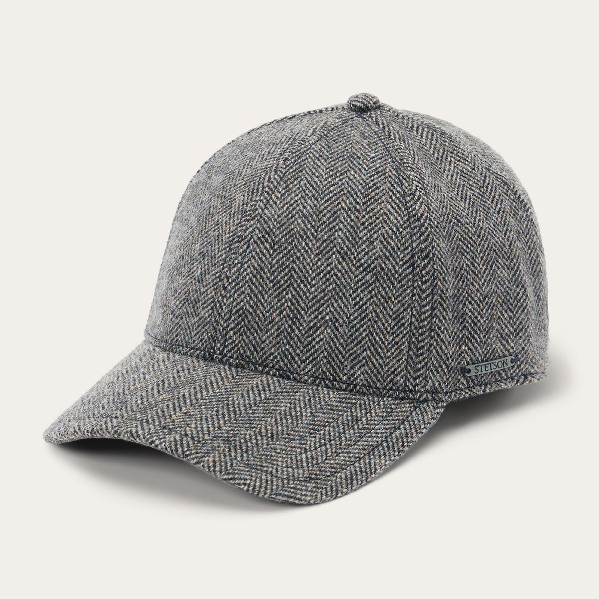 Wool Herringbone Baseball Cap Anthra Melange Herringbone - Stetson
