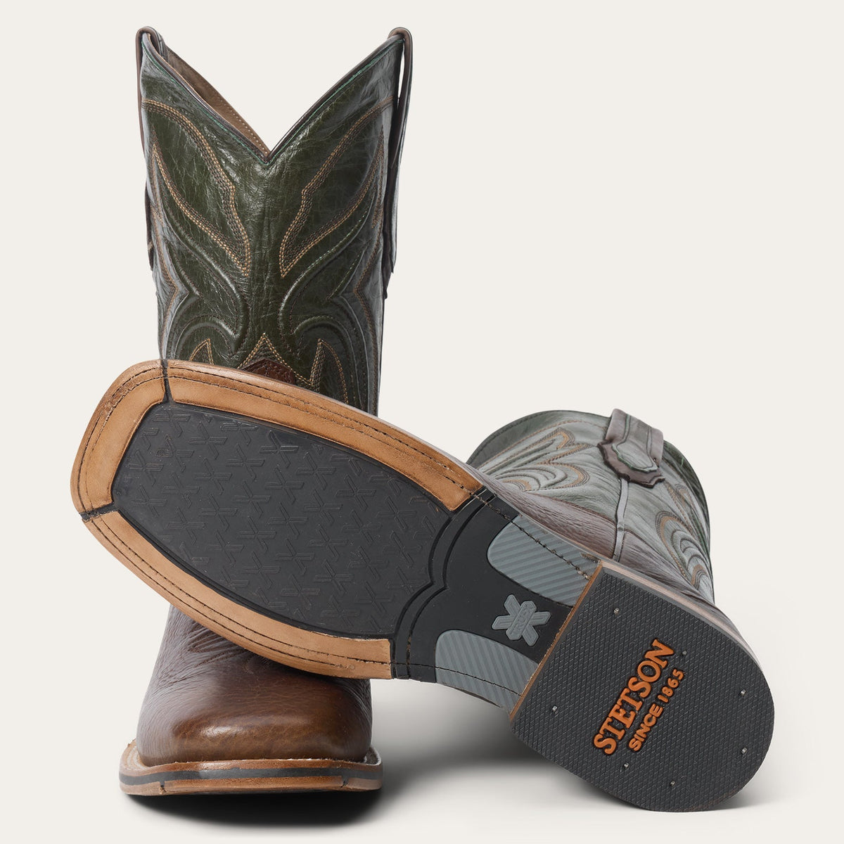 Nolan Bison Boots Brown/Green - Stetson
