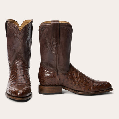 Austin Ostrich Roper Boots Tobacco - Stetson