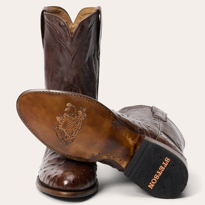 Austin Ostrich Roper Boots Tobacco - Stetson