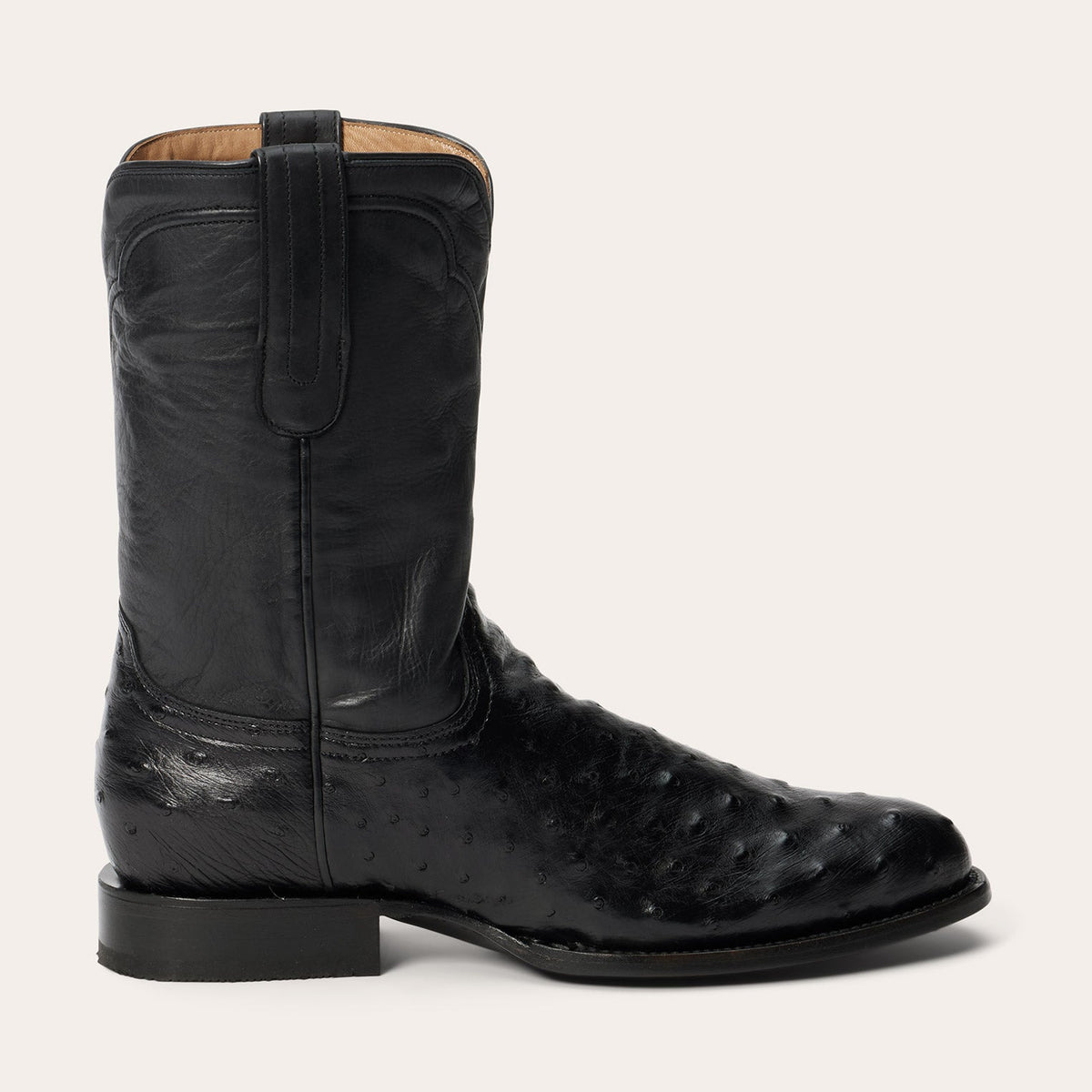 Austin Ostrich Roper Boots Black - Stetson