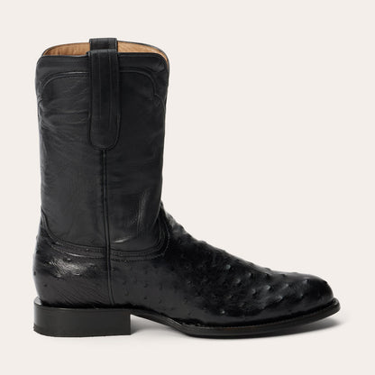 Austin Ostrich Roper Boots Black - Stetson