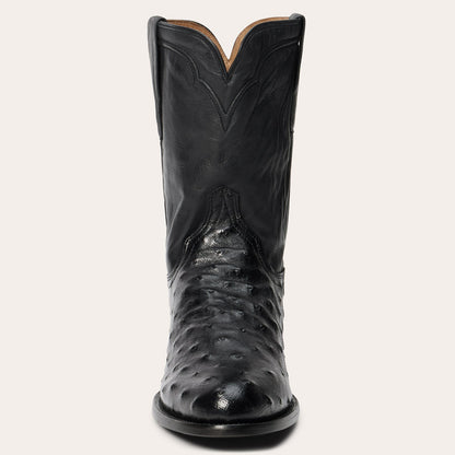 Austin Ostrich Roper Boots Black - Stetson