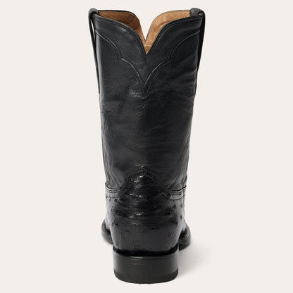 Austin Ostrich Roper Boots Black - Stetson