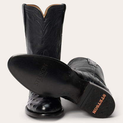 Austin Ostrich Roper Boots Black - Stetson