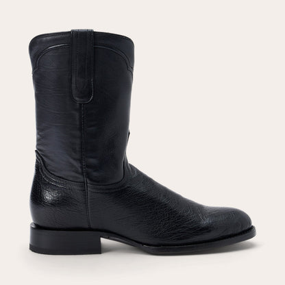 Clay Smooth Ostrich Roper Boots Black - Stetson