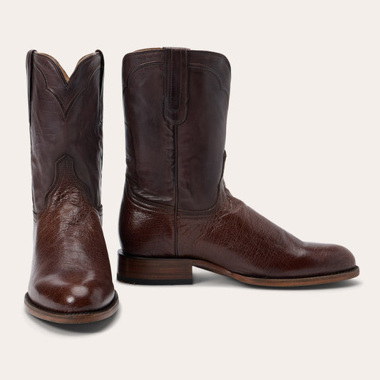 Clay Smooth Ostrich Roper Boots Tobacco - Stetson