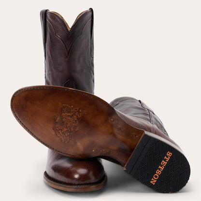 Clay Smooth Ostrich Roper Boots Tobacco - Stetson
