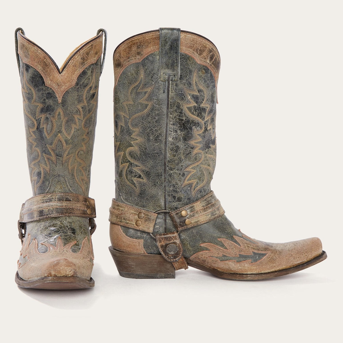 Sundance Kid Washed Crater Black Cowboy Boot Black - Stetson
