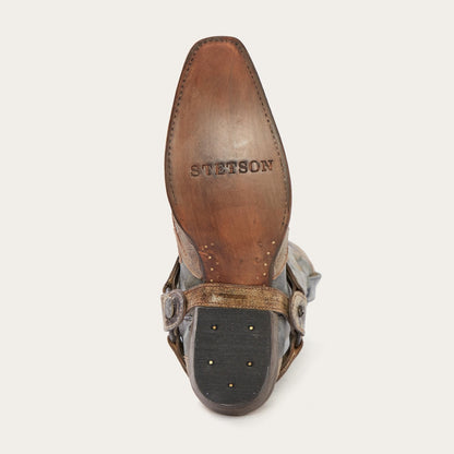 Sundance Kid Washed Crater Black Cowboy Boot Black - Stetson